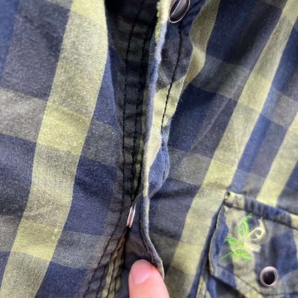 Reeltree Shirt Men 2XL Green Black Plaid Check Western Pearl Snap  XXL Outdoors - Picture 5 of 14